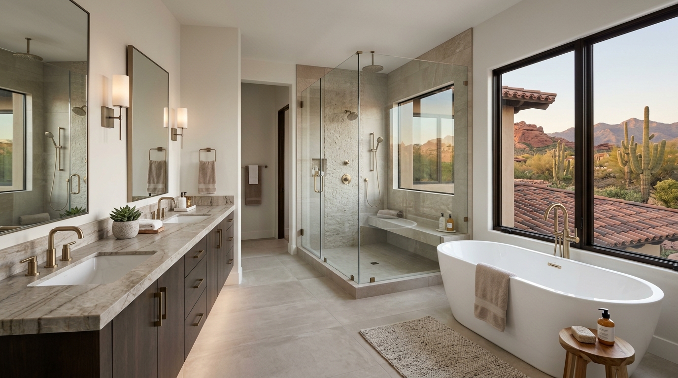 Bathroom Remodel Cost in Arizona 2026 — Phoenix Heat, Hard Water, and the Permit Discount